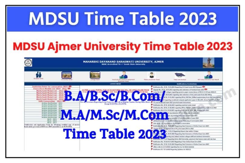MDSU Time Table 2023